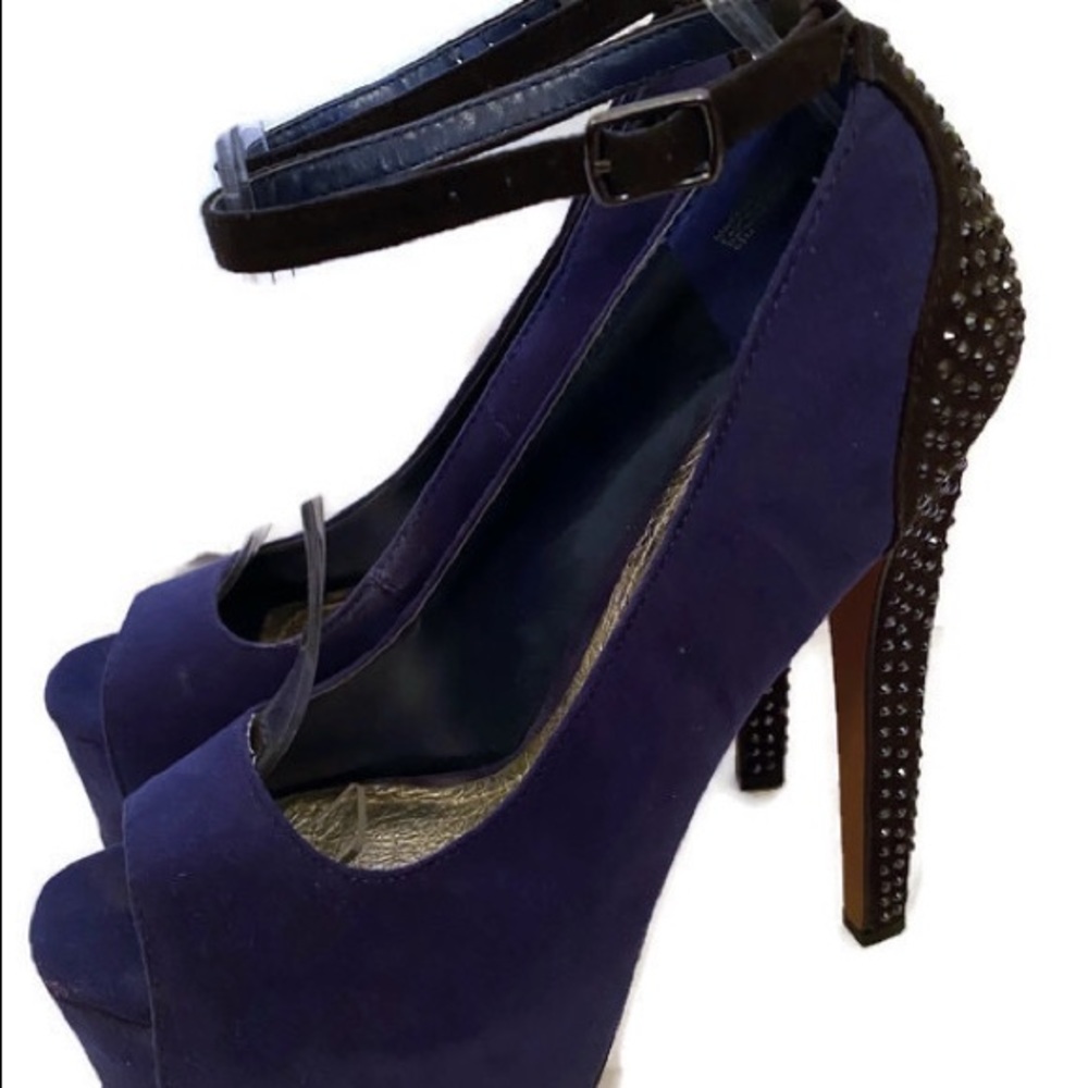 Wild Pair Platform Ankle Rhinestone Heels 6.5 - Picture 2 of 6